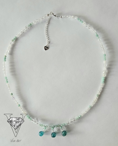 NASZYJNIK ZE SZMARAGDÓW, AGATU I KRYSZTAŁU GÓRSKIEGO