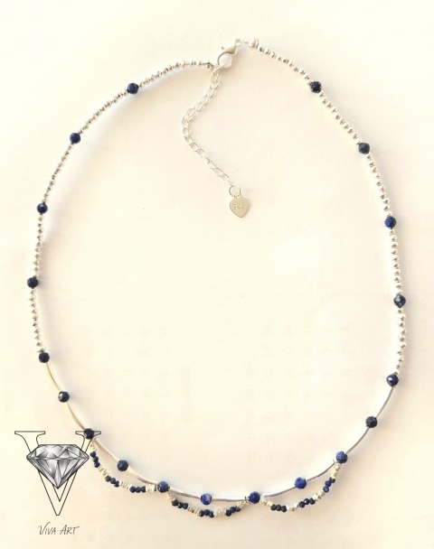 NASZYJNIK ZIMOWY BŁĘKIT - NATURALNY LAPIS LAZULI I SREBRO 925