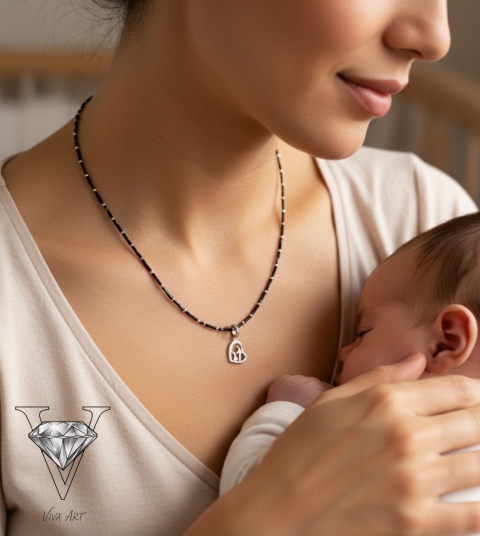 NAZYJNIK Z ZAWIESZKĄ RODZIC Z DZIECKIEM ZE SREBRA 925